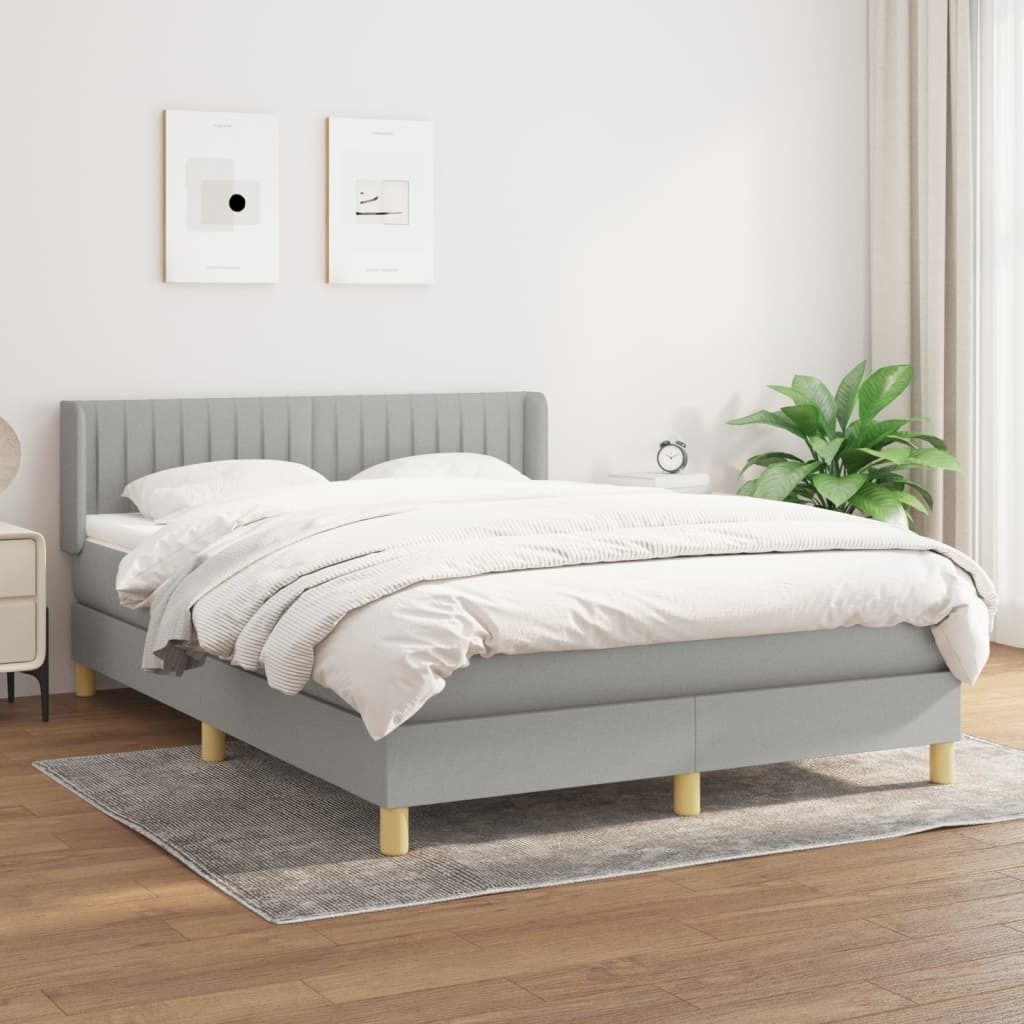 Maison Exclusive - Boxspringbett mit Matratze Hellgrau 140x190 cm Stoff