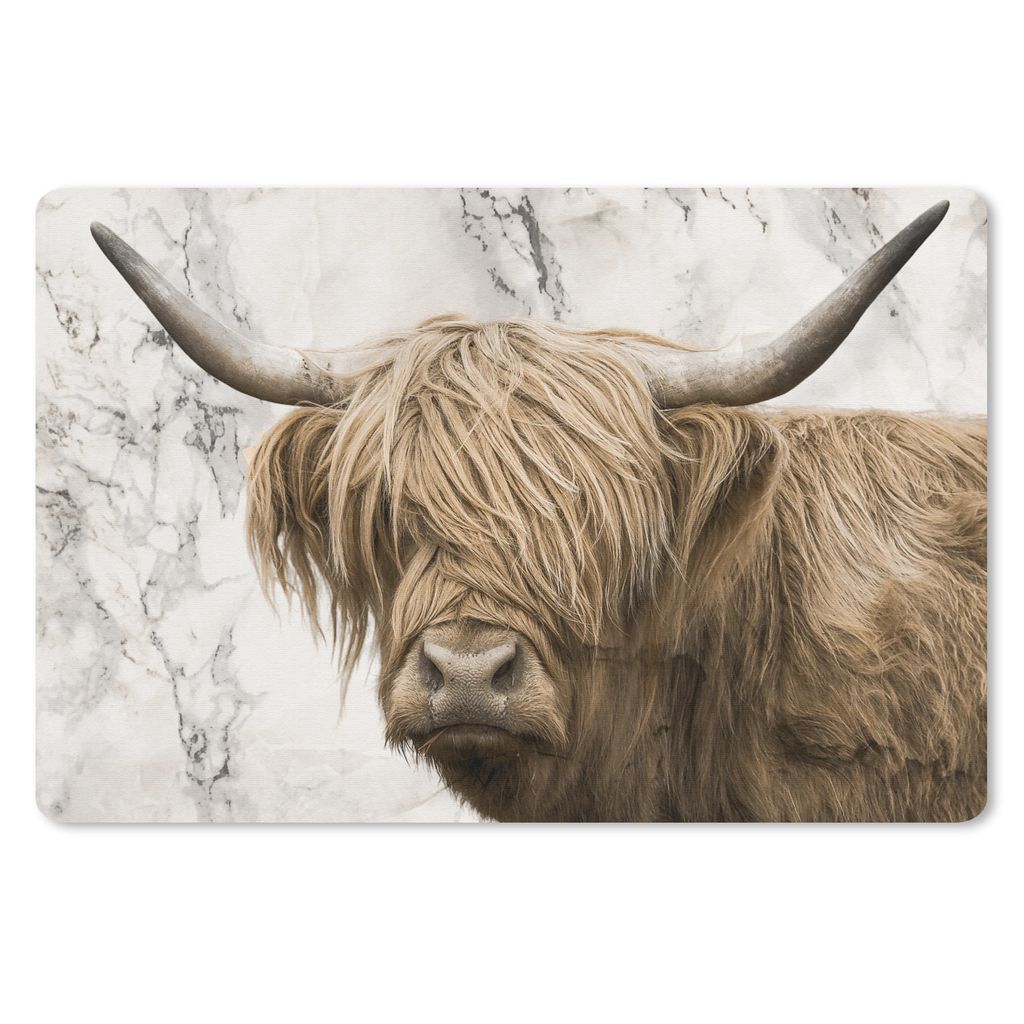 MuchoWow Mauspad Mousepad Schottischer Highlander - Marmor - Tiere 27x18 cm - Mousepads - Maus Mat - Pad - Mausunterlage - Büroartikel - Desk Ma...