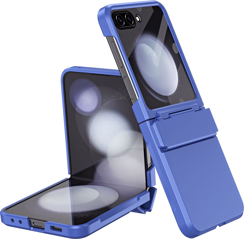Handyhülle für Samsung Galaxy Z Flip 6 / Z Flip 7 FE Scharnierschutz Hart Robuste Stoßfest Hülle mit Displayschutz Blau