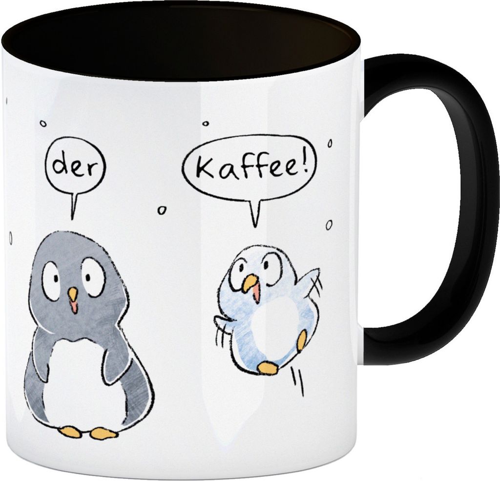 Leise rieselt der Kaffee Kaffeebecher in schwarz mit Spruch Produktbild 
