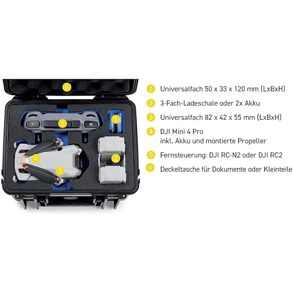 B&W Cases 2000/B/Mini4pro - Étui Robuste pour Drone DJI Mini 4 Pro - 6