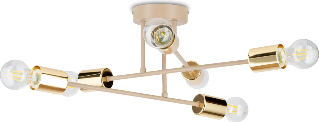 Grand Plafonnier Beige 50 cm 6-Flamme : Éclairage Puissant et Déco