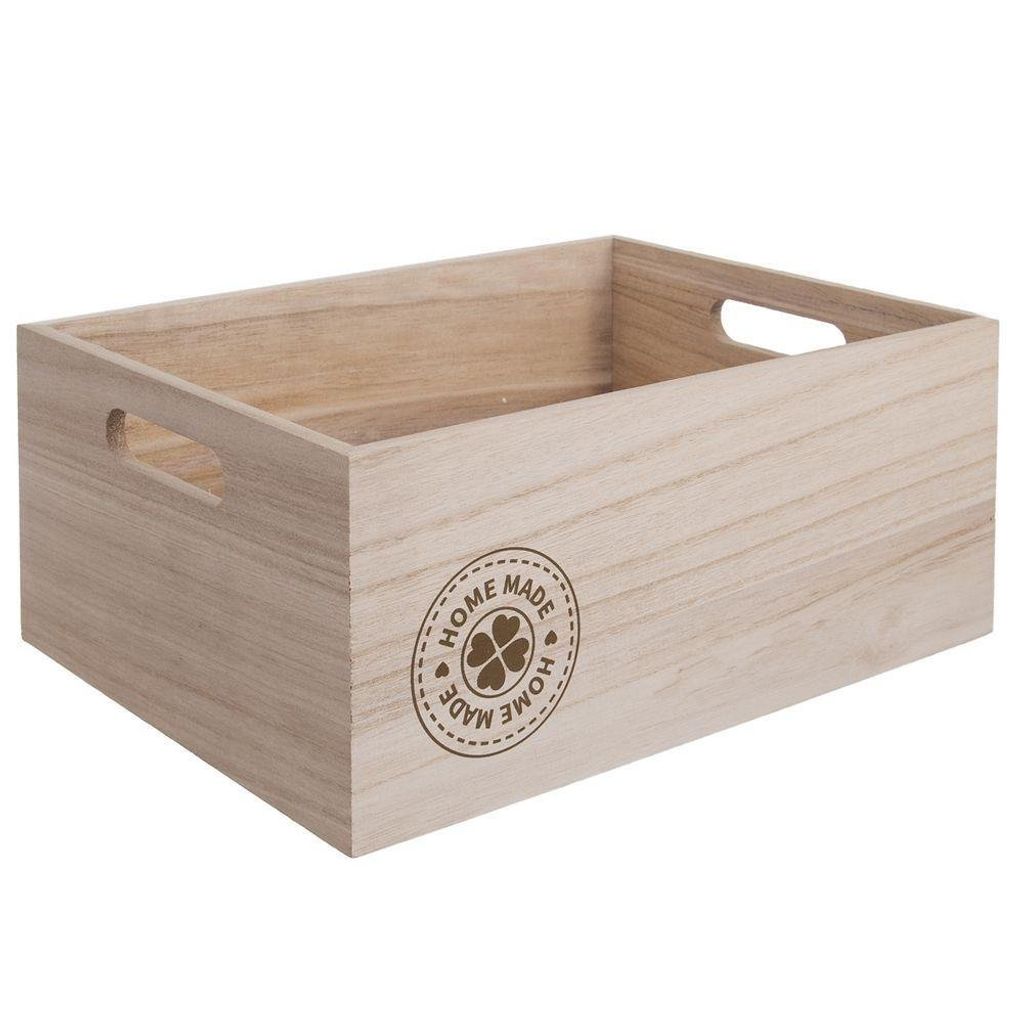 ORION Holzkiste Aufbewahrungskiste Aufbewahrungsbox mit Griffen HOME MADE 31x21x13cm für Obst Gemüse