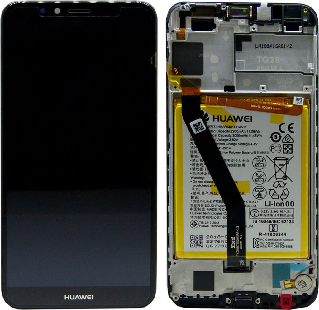Huawei Display LCD Rahmen für Y6 2018 Service Pack 02351WLJ Schwarz Batterie Neu