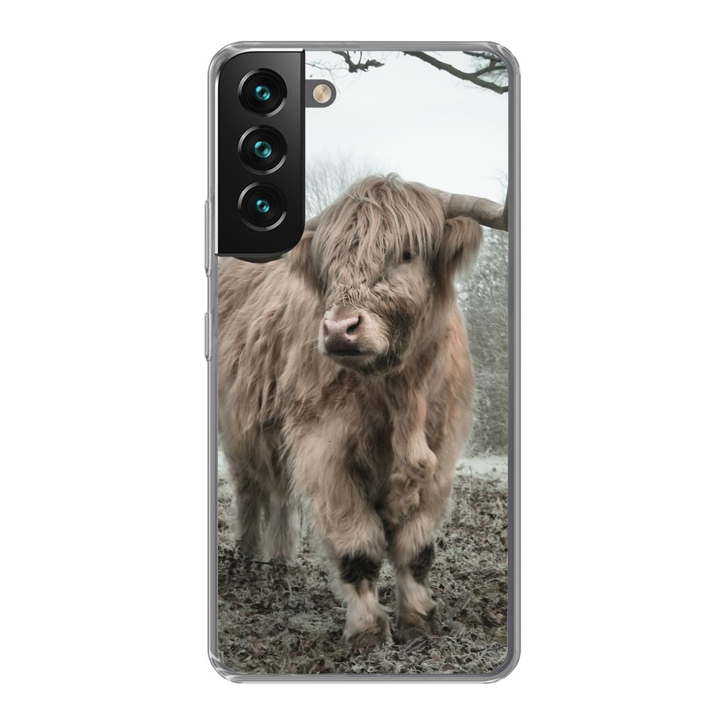 MuchoWow Handyhülle Schutzhülle Hülle für Samsung Galaxy S22 Plus Schottische Highlander - Natur - Herbst - Tiere - Wildtiere - Wald Silikon ...