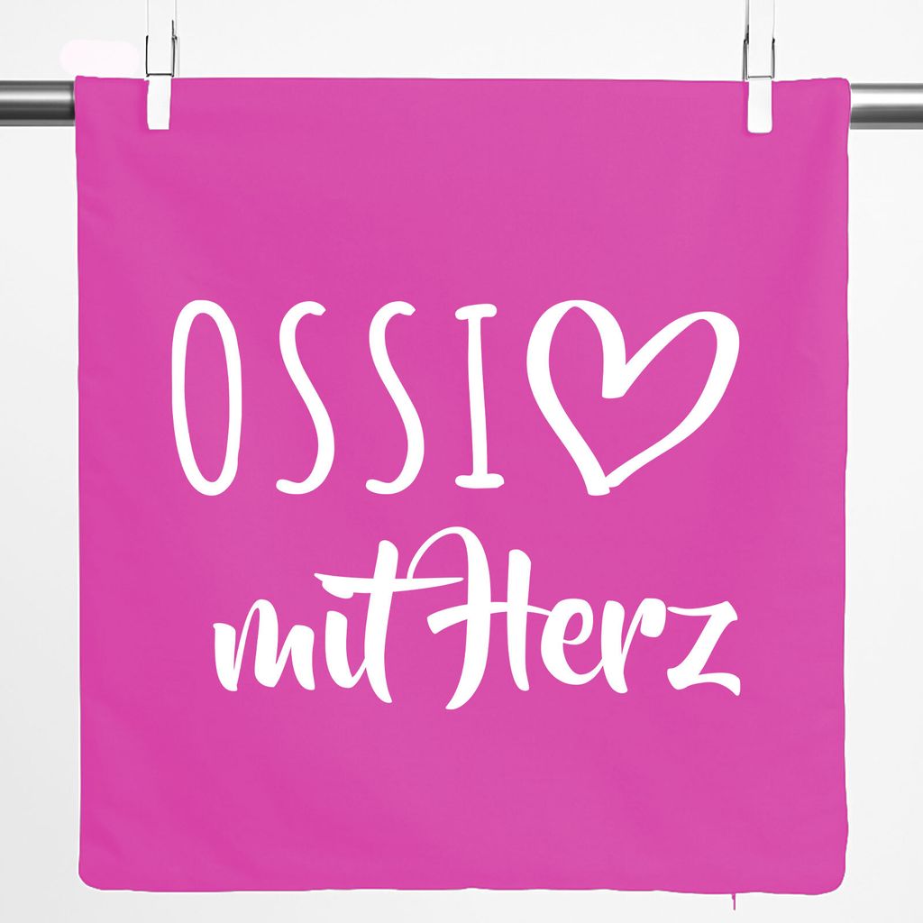 Huuraa Kissenbezug Ossi mit Herz 40x40cm Fuchsia Baumwolle Dekokissenbezug Geschenkidee