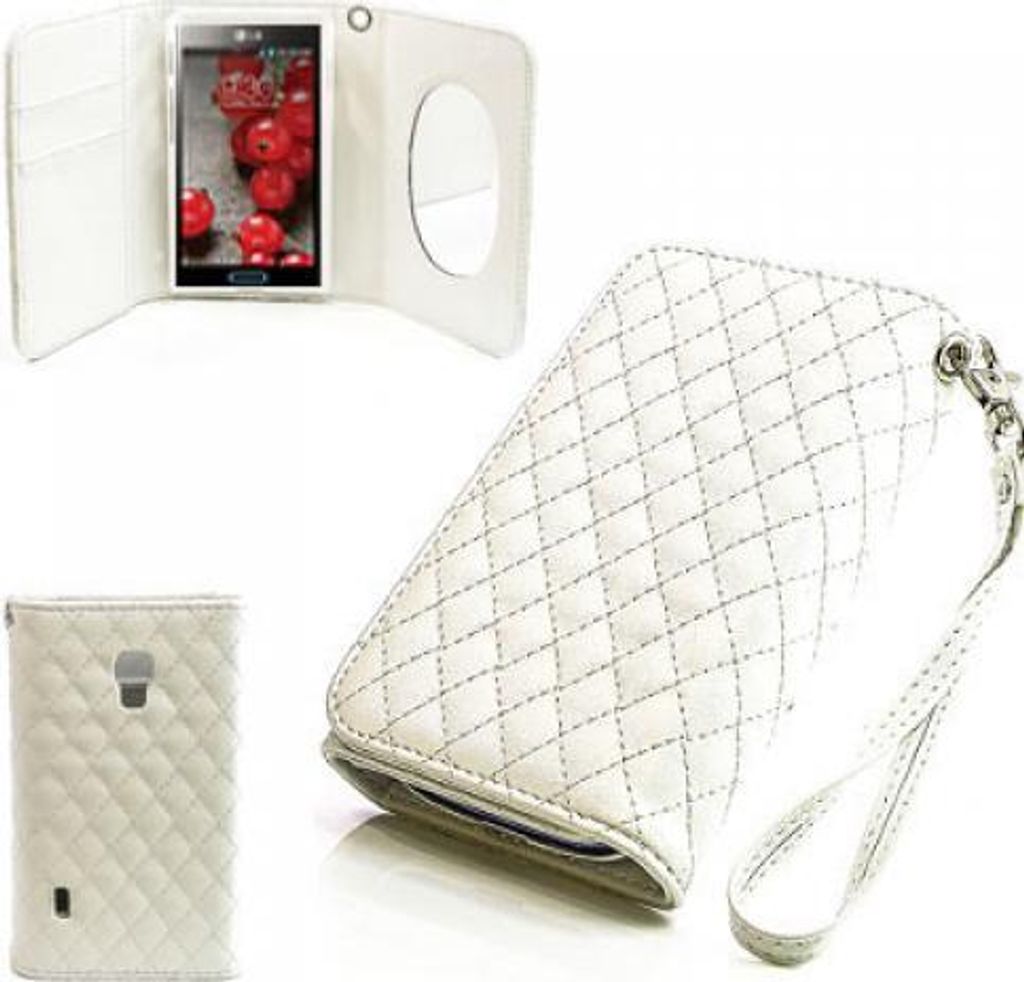 LG Optimus L7 II (P710) Booksytle Handtasche Mirror Weiss