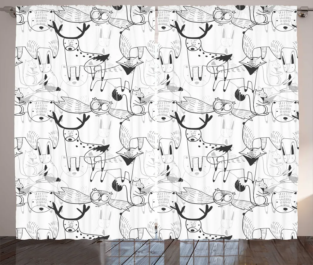 Rideau animalier taupe foncé 280x225 cm, textile premium avec attaches