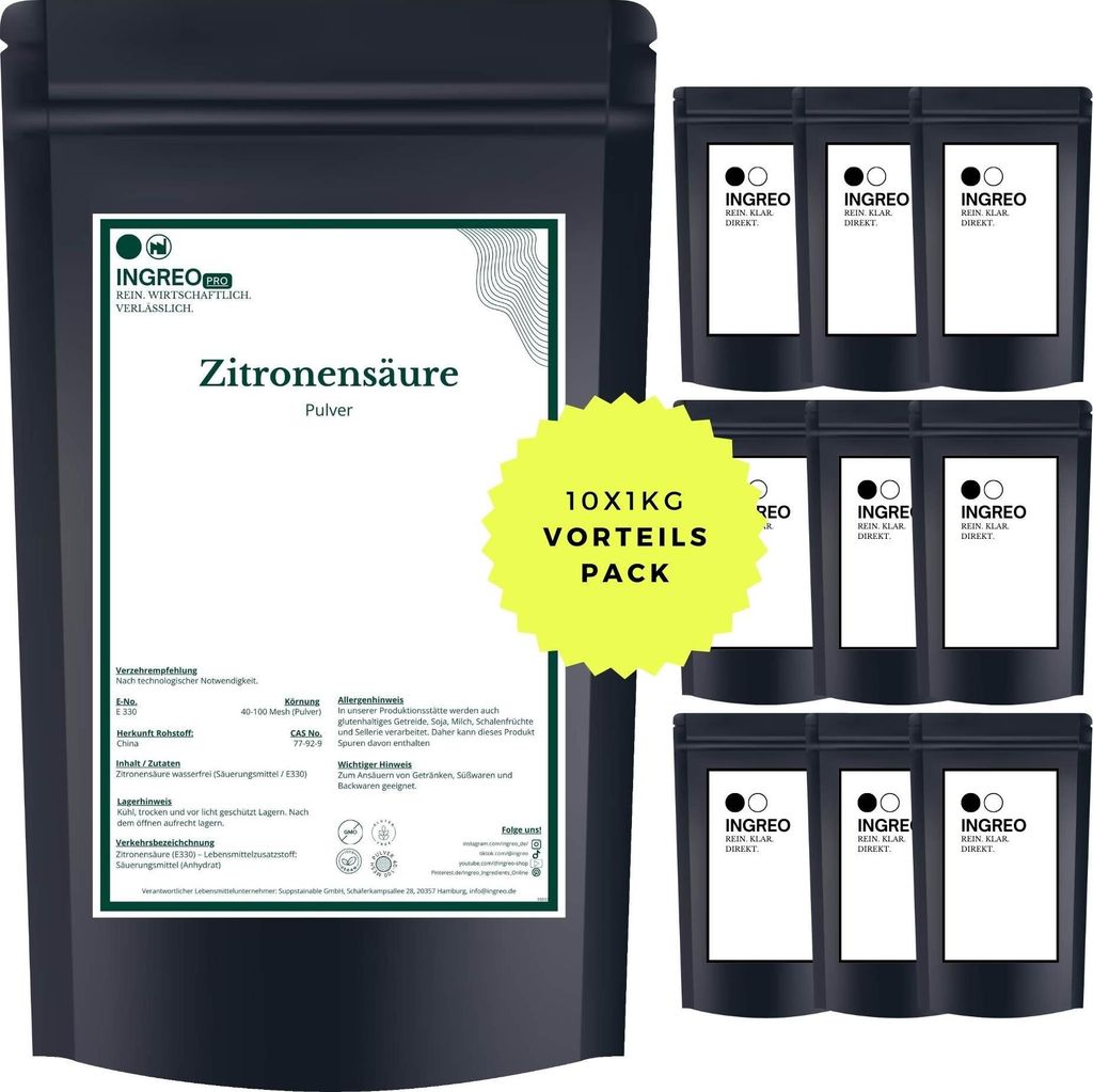 Zitronensäure Anhydrat  Pulver (40-100 Mesh) – 10kg Produktbild 