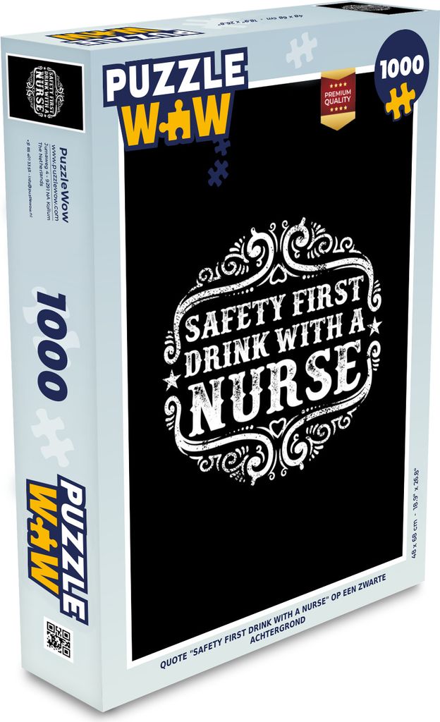 MuchoWow Puzzle 1000 Teile Zitat "Safety first drink with a nurse" auf schwarzem Hintergrund - Spielzeug - Alt und Jung - Spiele - Puzzeln