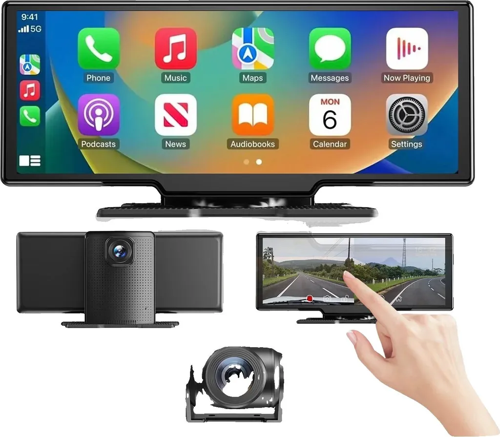 Écran CarPlay sans fil et Dashcam Intégrée pour Auto et Poids Lourds