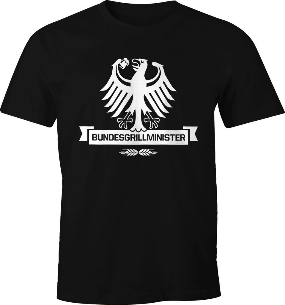 Herren T-Shirt Bundesgrillminister Fun-Shirt Spruchshirt Grillen Barbecue BBQ Fleisch Sommer Moonworks schwarz XXL
