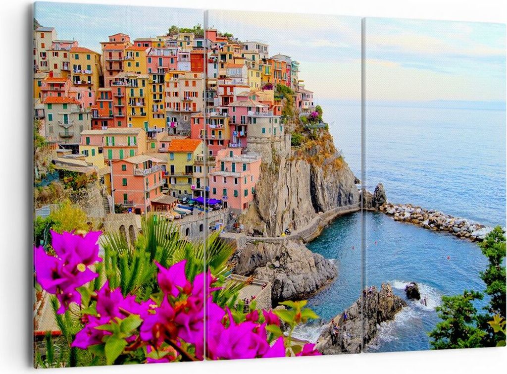 Bild auf Leinwand - Leinwandbild - Italien küste felsen landschaft - 165x110cm - Wand Bild - Wanddeko - Leinwanddruck - Bilder - Kunstdruck - Lein...