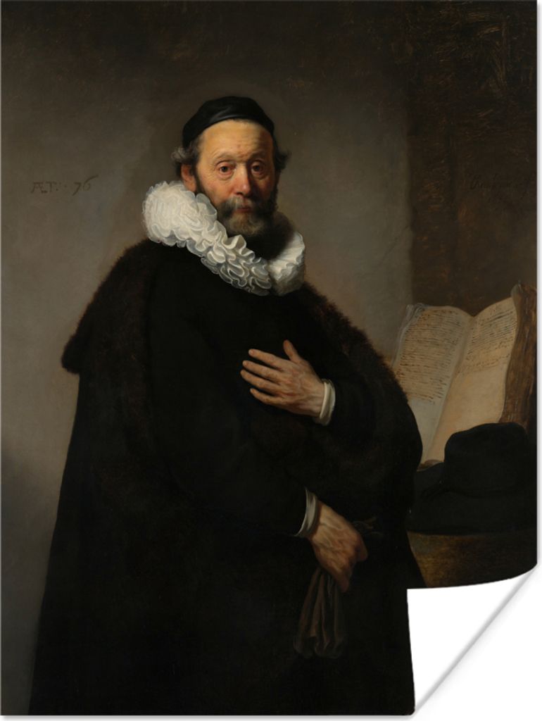 MuchoWow Poster Porträt von Johannes Wtenbogaert - Rembrandt van Rijn 90x120 cm - Wohnzimmer
