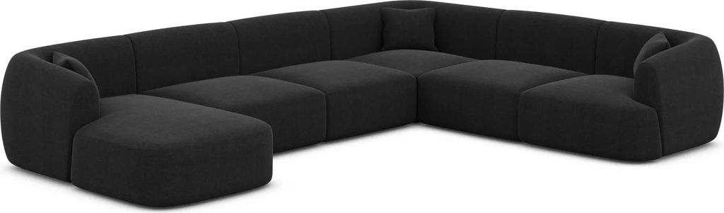 Strukturstoff U-Form XXL Wohnlandschaft Elvira Schwarz Links