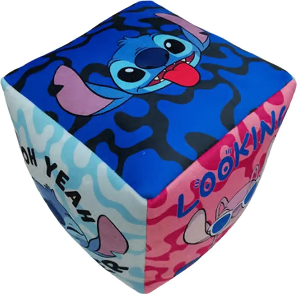 Coussin cube Stitch Multicolore Polyester Doux CD585 Design Original - 2
