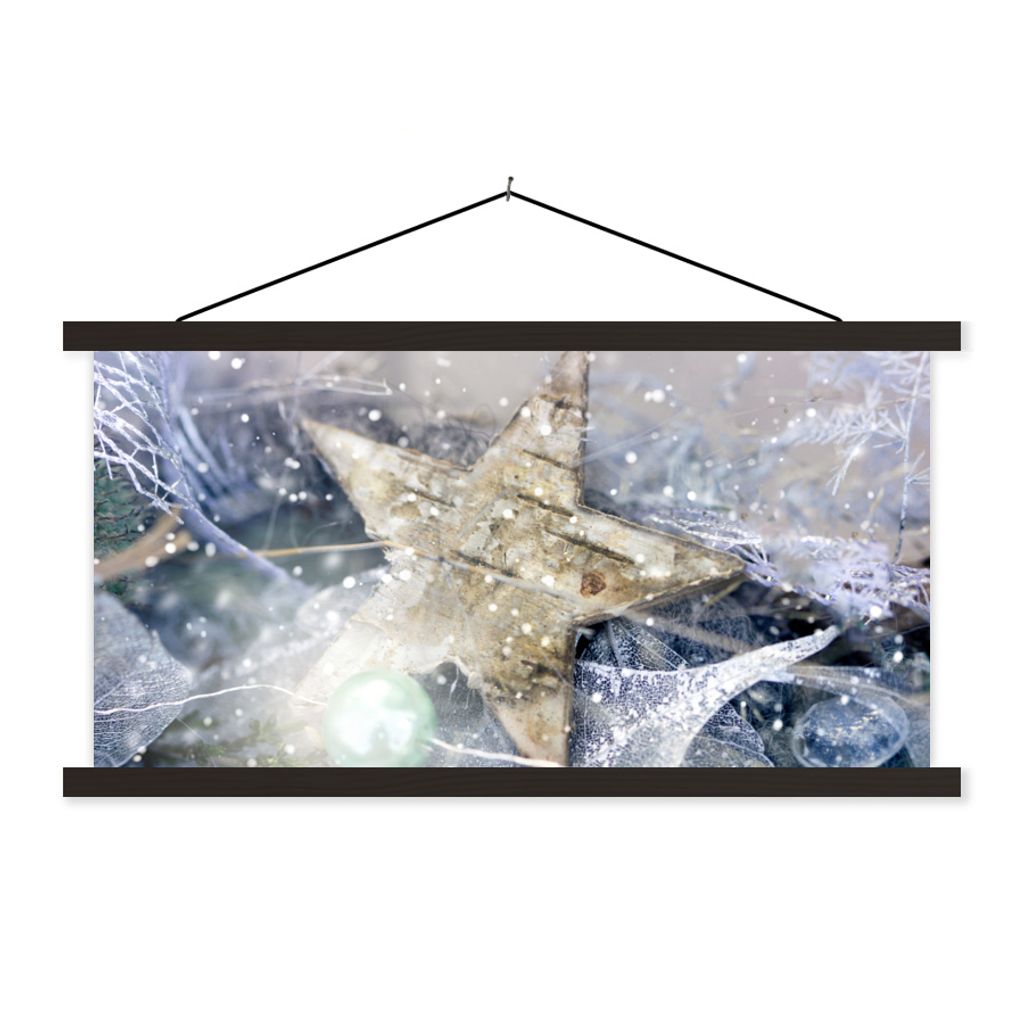 MuchoWow Textilposter Ein Weihnachtsstern mit schwarzem Eis 120x60 cm mit schwarzem Rahmen - Dekoration Schlafzimmer