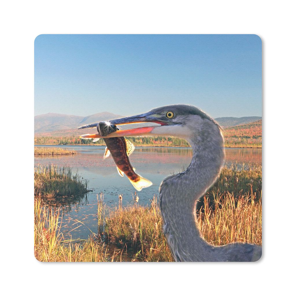 MuchoWow Mauspad Mousepad Vogel - Fisch - Wasser - Herbst 20x20 cm - Mousepads - Maus Mat - Pad - Mausunterlage - Desk Mat - Bureauartikeln