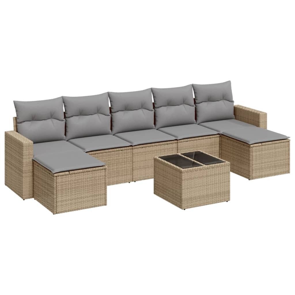 "im Sonderangebot" 8-tlg. Garten-Lounge-Set - elegantes Design - Sitzgruppe/Gartengarnitur - mit Kissen Beige Poly Rattan - Terassenmöbel DEMöbel...