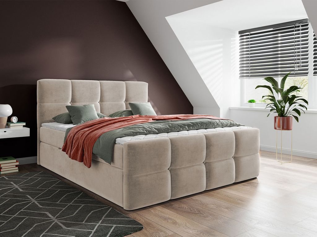 Boxspringová manželská postel 180x200 SEVERO - béžová Obrázek produktu 