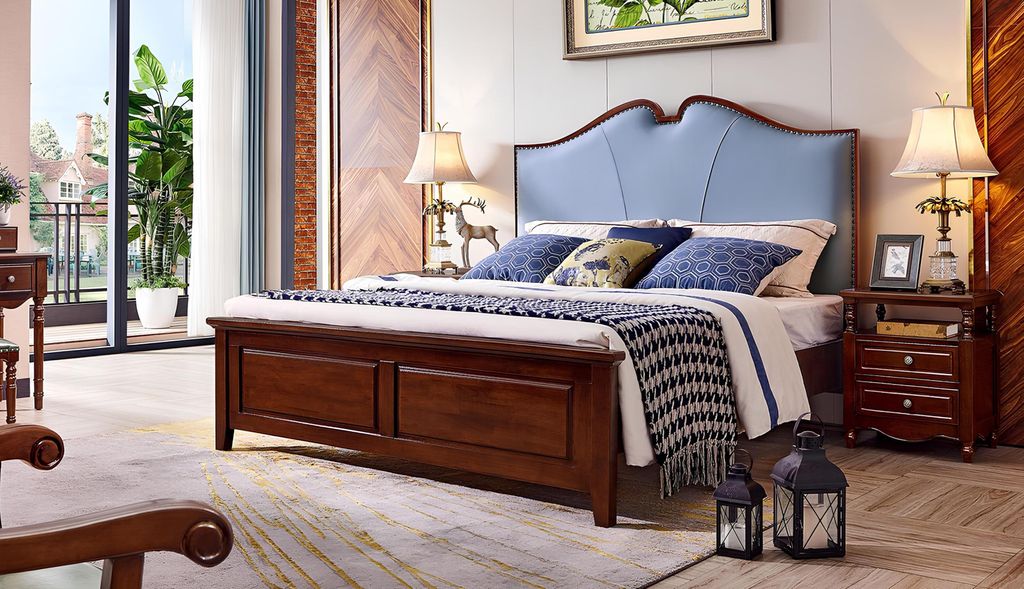 Doppelbett Luxus Schlafzimmer Holz Bett Polster Bettrahmen Möbel Design Neu