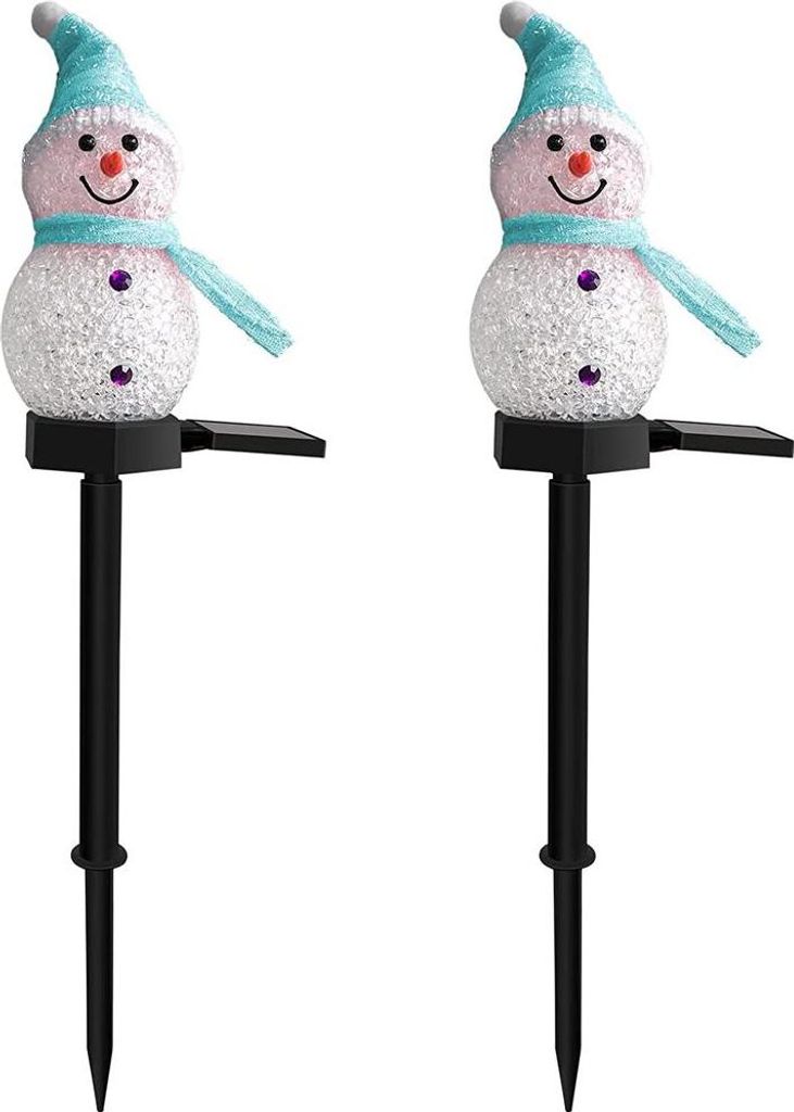 2er-Pack Schneemann-Solarleuchten, Weihnachts-Solarleuchten, Garten-Schneemann-Dekorationsleuchten für Hof und Wege