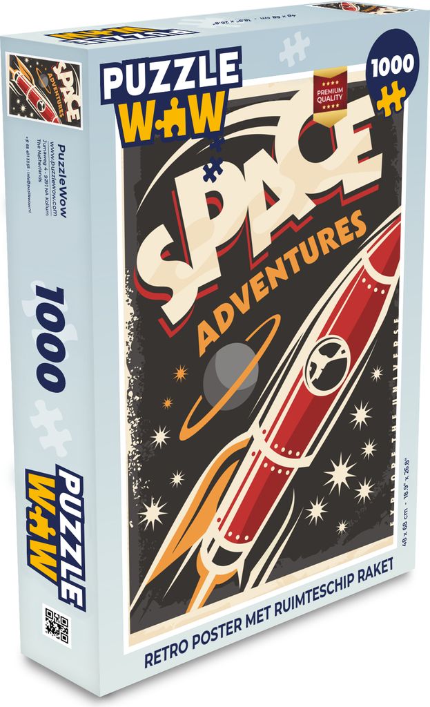MuchoWow Puzzle 1000 Teile Weltraumabenteuer - Rakete - Weltraum - Retro - Spielzeug - Alt und Jung - Spiele - Puzzeln