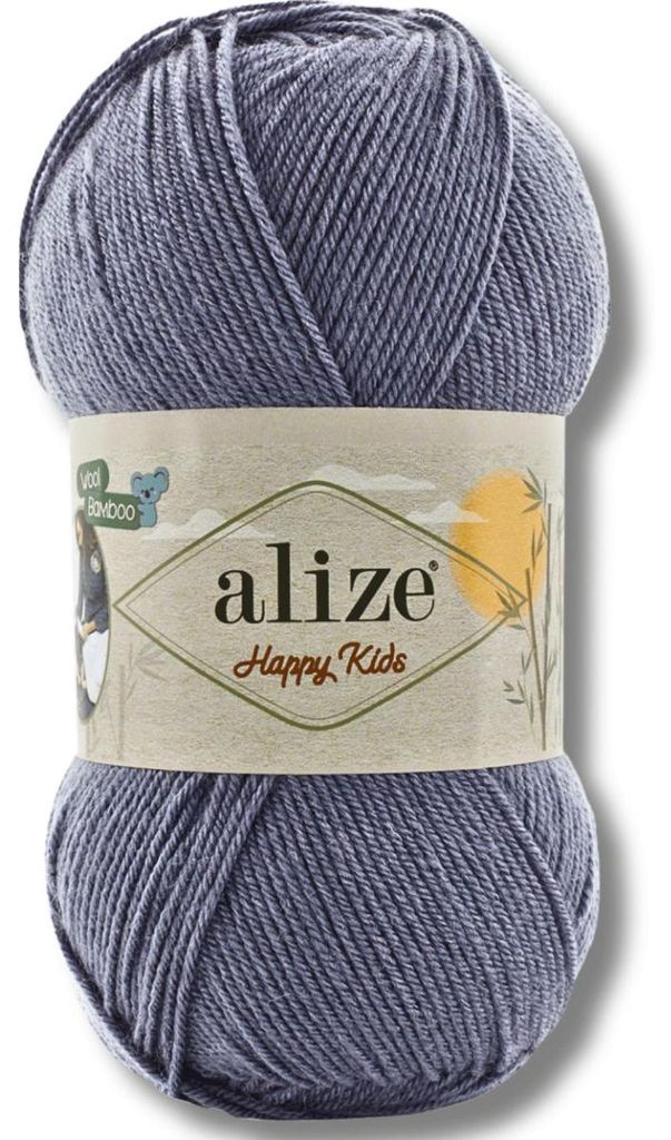 Alize 1x 100g Happy Kids Wolle, Uni, Häkeln, Stricken (Slate Grey - 236)
