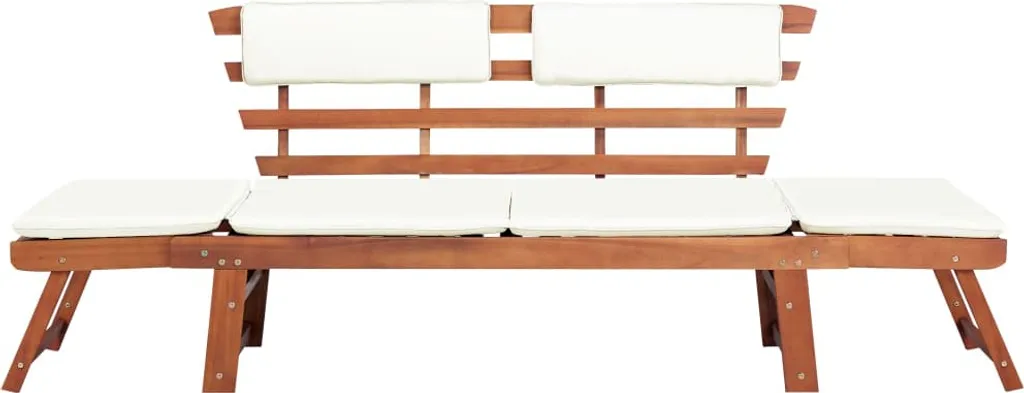 Banquette de jardin modulable en bois massif 190 cm et ses coussins