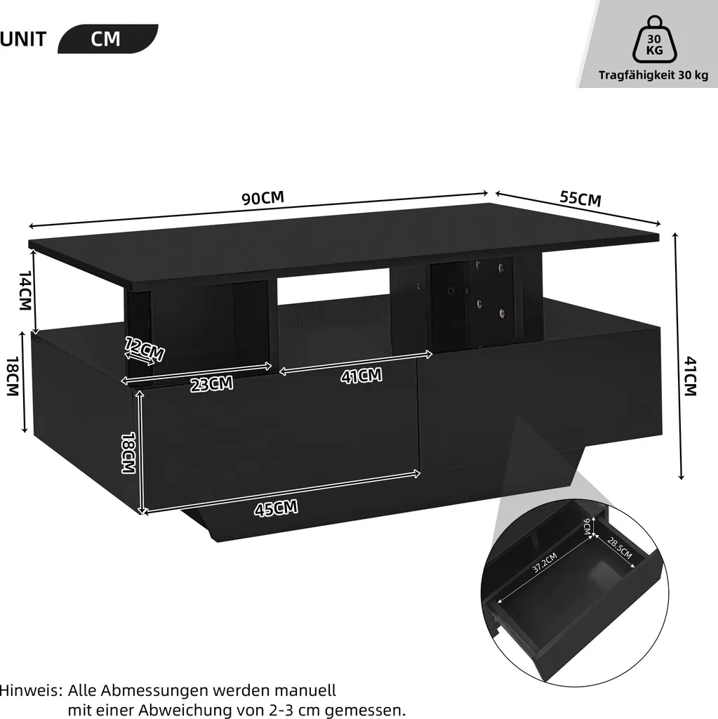 Table basse avec LED multicolores et tiroirs de rangement MODFU - 4