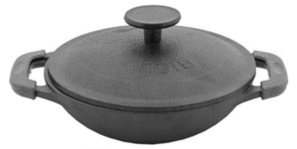 Servierpfanne 18 cm aus Gusseisen emailliert Wok-Pfanne Gusswok Emaillie