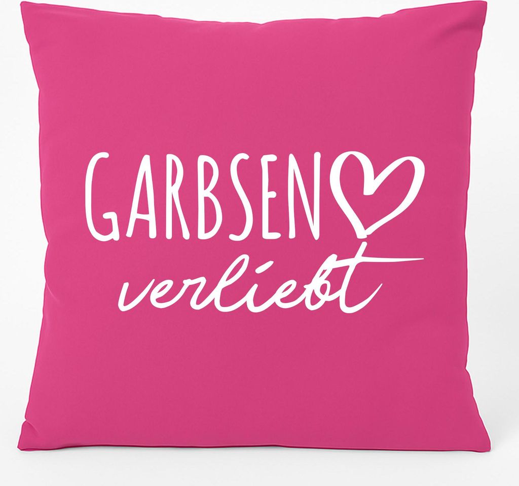 Huuraa Kissen Garbsen verliebt 40x40cm mit Füllung Fuchsia Baumwolle Dekokissen Geschenkidee