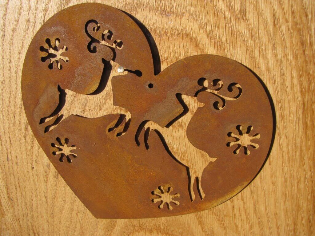 Edelrost Herz mit Hirsch, 3 Größen Herz mit Hirsch - 13 cm