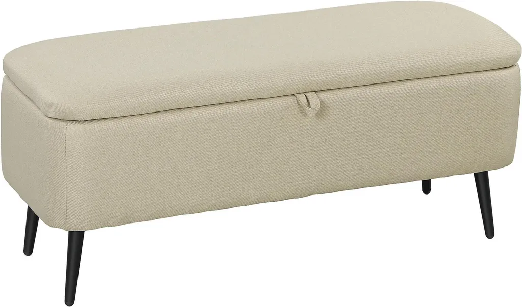 Banc avec espace de rangement rembourré beige 101 x 38,5 x 44,5 cm
