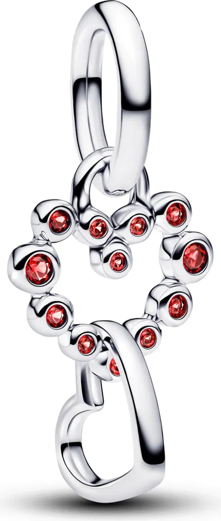 Cadeau Idéal Charm Pandora Cœurs Liés Argent et Rouge pour Femme Élégante