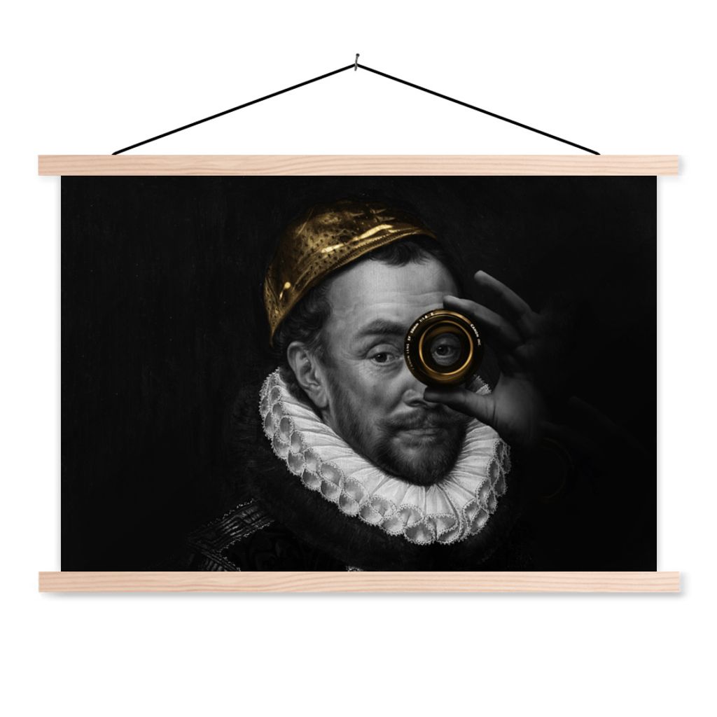 MuchoWow Textilposter Wilhelm von Oranien - Adriaen Thomasz - Gold 60x40 cm mit holzfarbenen Rahmen - Bilder
