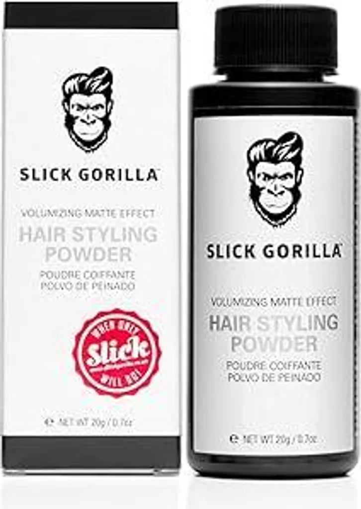 Slick Gorilla Polvere modellante per capelli da uomo 20 ml, polvere modellante, finish opaco, tenuta 24 ore, volume e texture, leggera, non appiccicosa, senza lucentezza