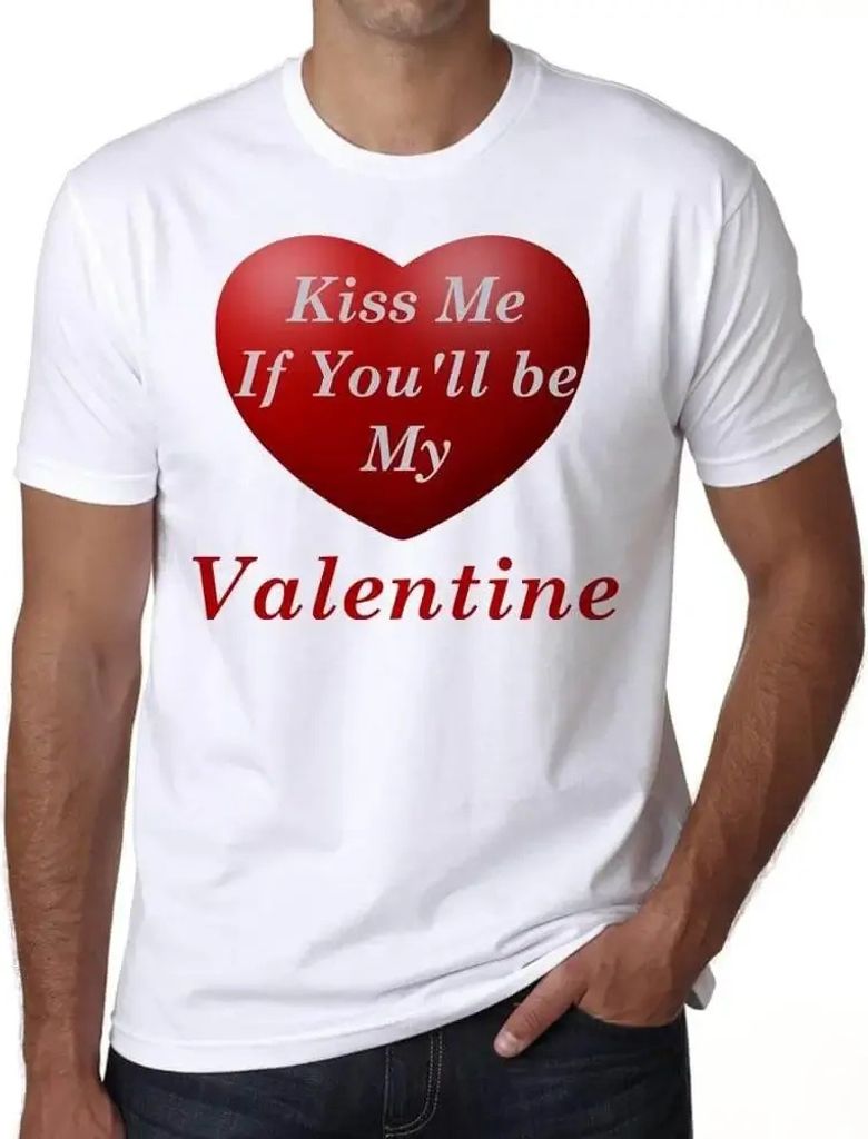 Herren Grafik T-Shirt Küss mich mein Valentinsgruß – Kiss Me My Valentine – Öko-Verantwortlich Vintage Jahrgang Kurzarm Lustige Druck Geburt...