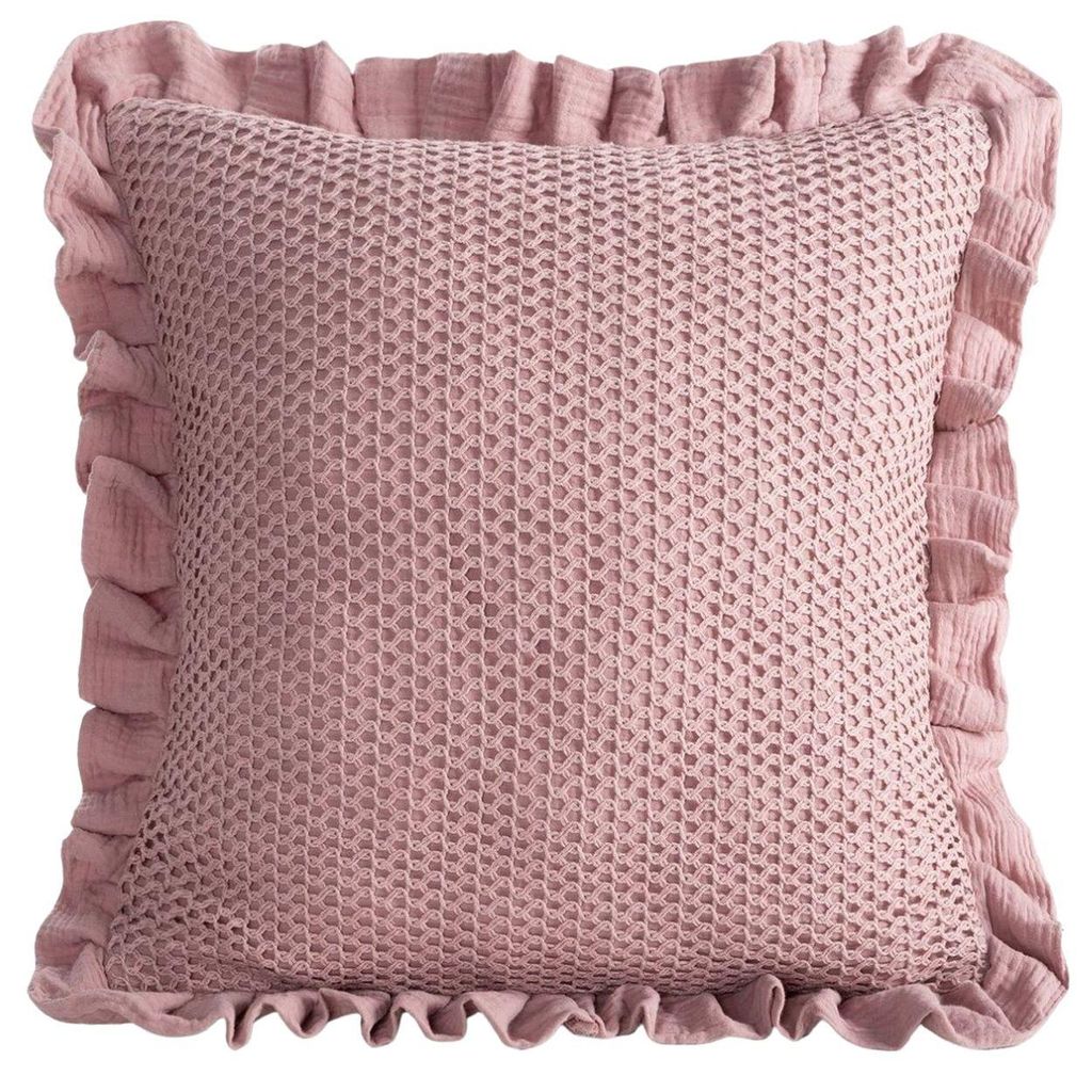 EUROFIRANY | Kissenbezug - Kissenhülle - 45 x 45 cm - Baumwolle - rosa - Zierkissenbezug - Waffelstruktur