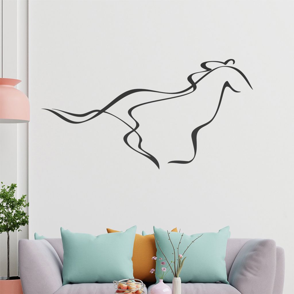 Pferd Linien Wandtattoo in 6 Größen - Wandaufkleber Wall Sticker - Dekoration, Küche, Wohnzimmer, Schlafzimmer, Badezimmer