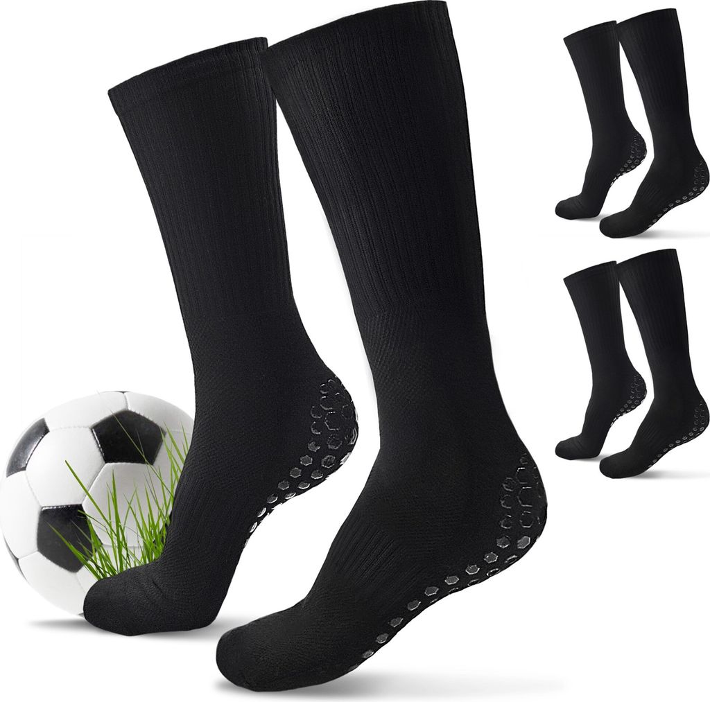 Fussball Grip Socken (schwarz) - Fußballsocken als besondere Geschenkidee 3 Paar