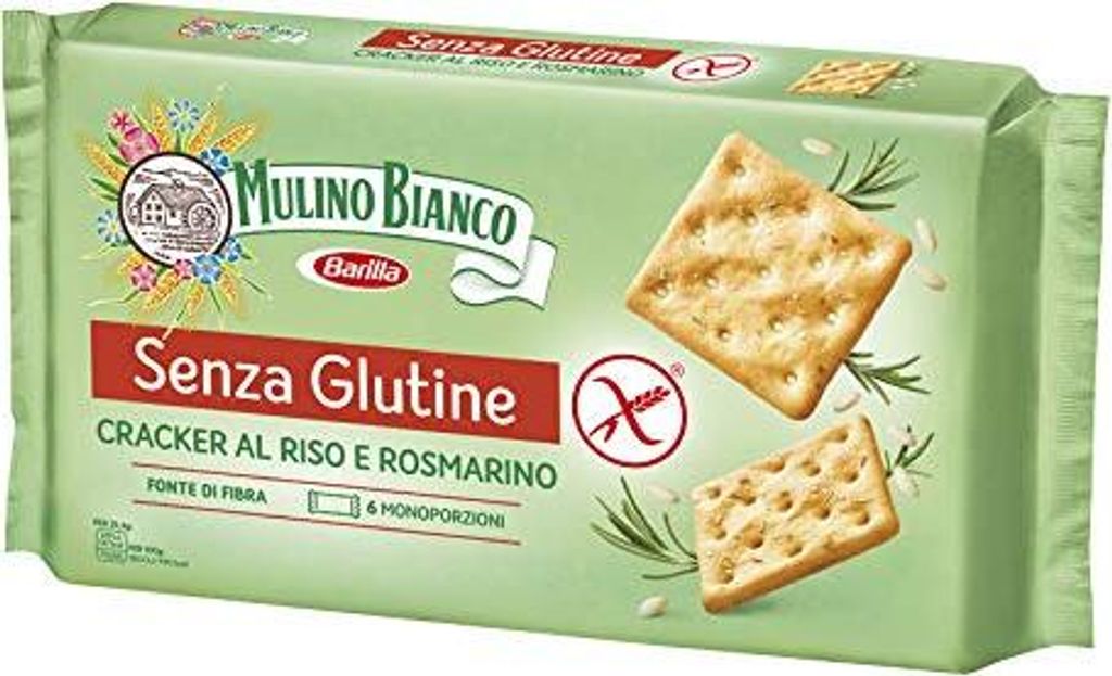 6x Mulino Bianco Crackers Reis und Rosmarin glutenfrei Salzgebäck 200g gesalzen