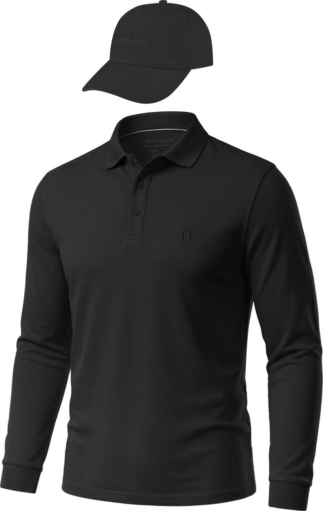normani Herren Langarm Poloshirt mit passender Baseballkappe
