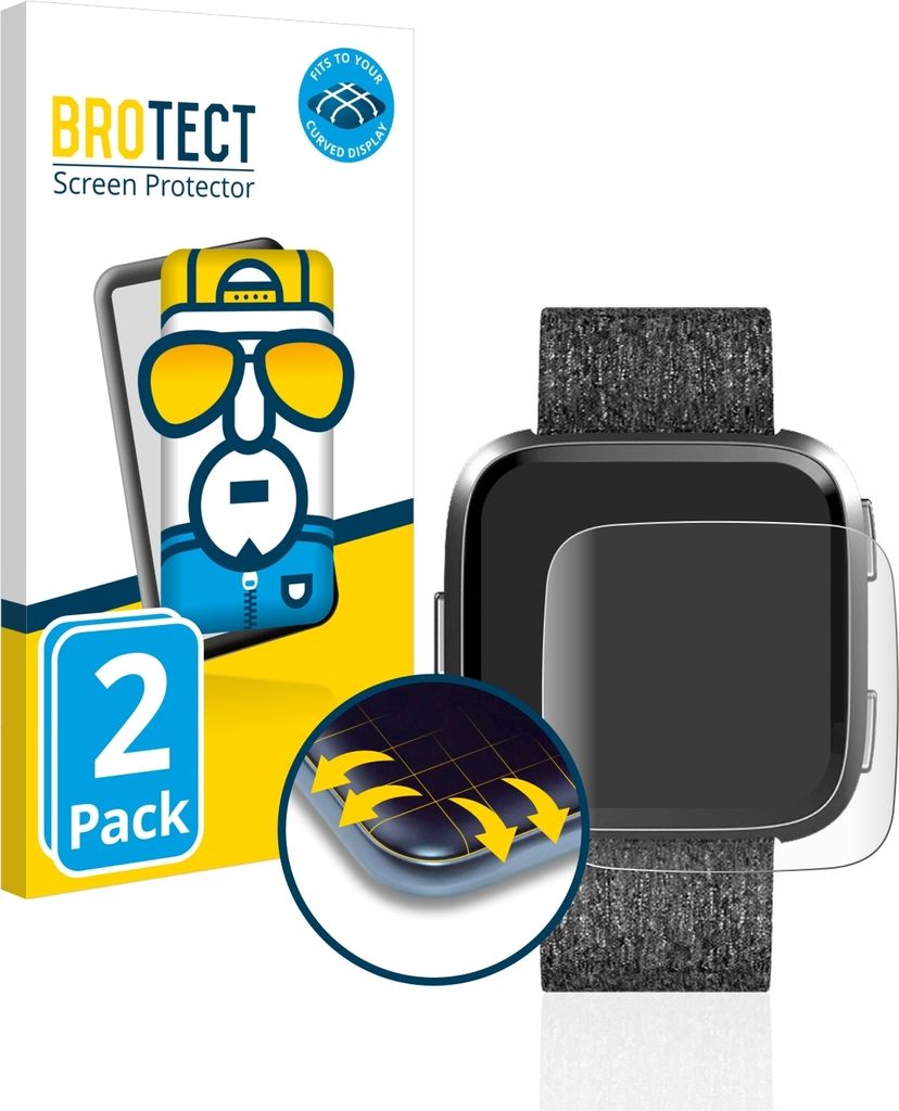 2x BROTECT Fullscreen Schutzfolie für Fitbit Versa Special Edition Displayschutz Folie Fullcover Klar Transparent