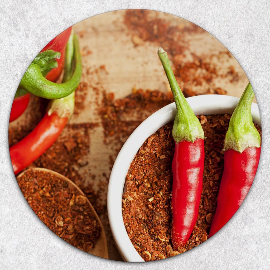 Glas-Herdabdeckplatten Glaskeramikkochfeld-Abdeckung Spritzschutz Glas Runden Schneidebrett fi40 cm - Pfeffer Gemüse