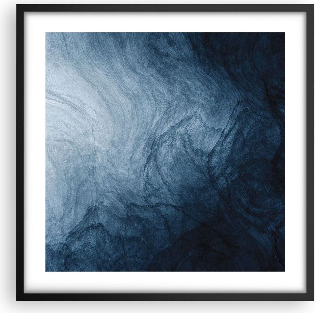 Gerahmtes Poster - Schwarzer Rahmen - Wasser Blau Farbe - 50x50 cm - Wand Bild - Wanddeko - Wandbilder - Kunstposter - Wandposter - Bilderrahmen - ...