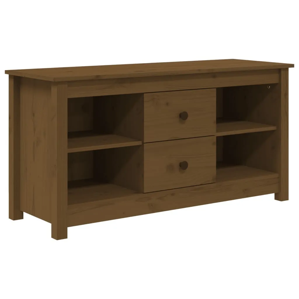 Mobile TV Rustico Elegante in Pino Massiccio 103x36x52 cm - Miele