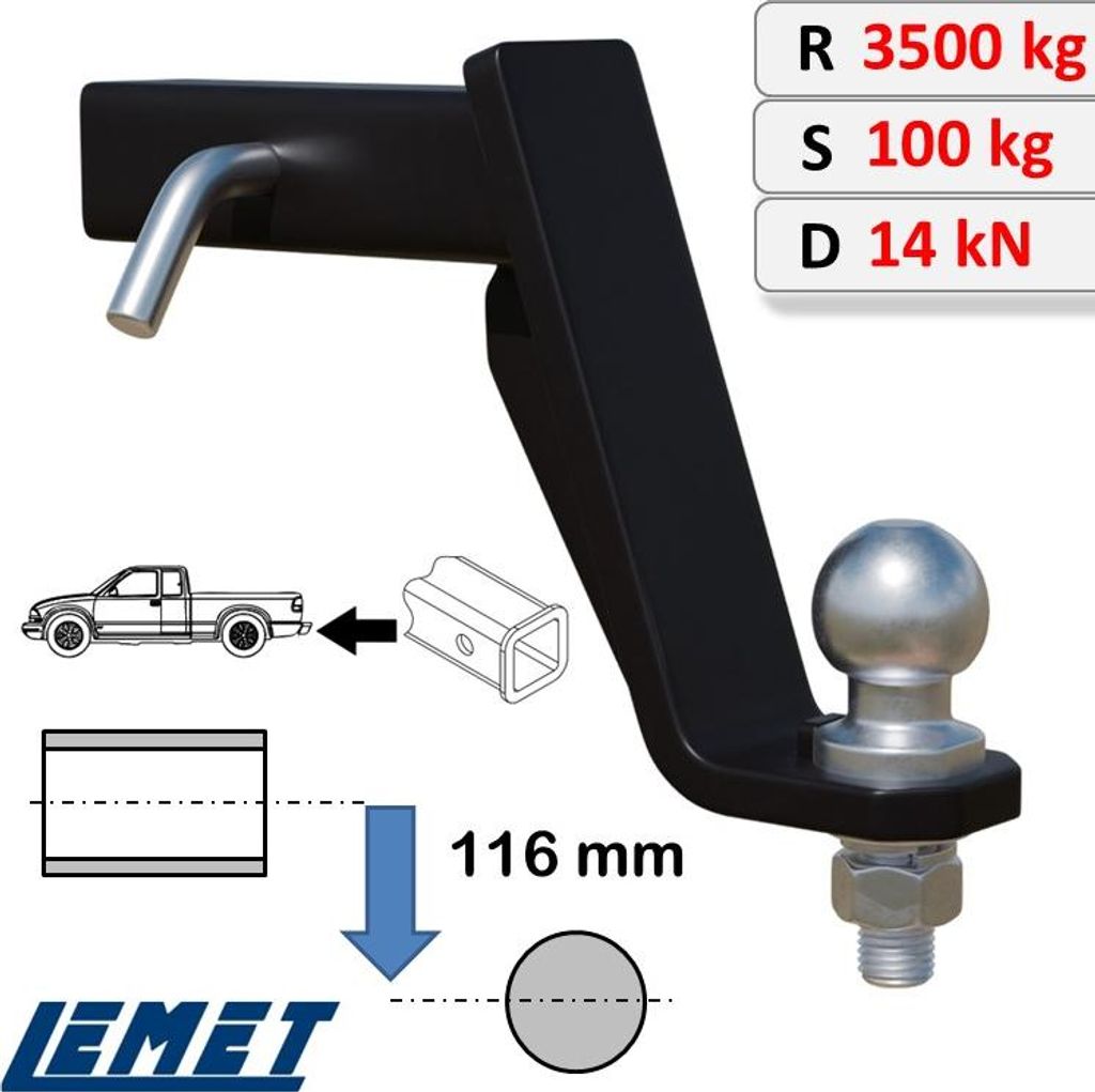 AHK 2-Zoll Einschub US-Adapter abgesenkt für Pontiac Montana II Bj. 2005-2009