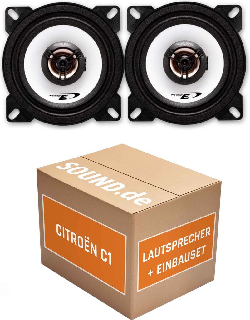 Lautsprecher Boxen Einbaupaket Armaturenbrett Alpine SXE-1025S passend für Citroën C1 | 2x Tief-Mitteltöner mit integriertem Hochtöner 180W MAX