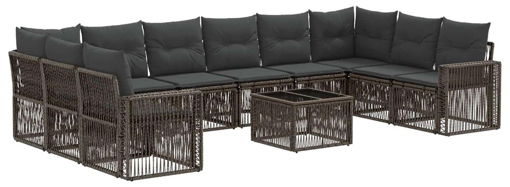 Gartensofa-set 11 pcs Grau und Dunkelgrau Poly-Rattan